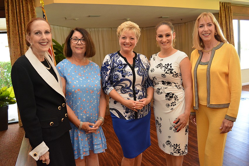 The incoming 2019-2010 Palm Aire Women's Club board were honored: Susan Romine, Carmen McAllister, Kim Lege, Ivonne Cardona and Michelle Crabtree.
