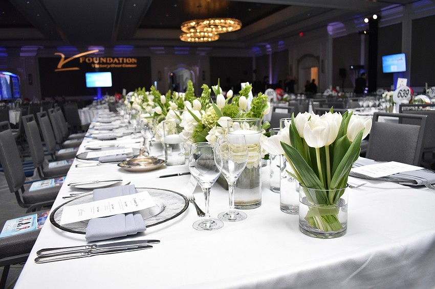 The head table was adorned with tulips.