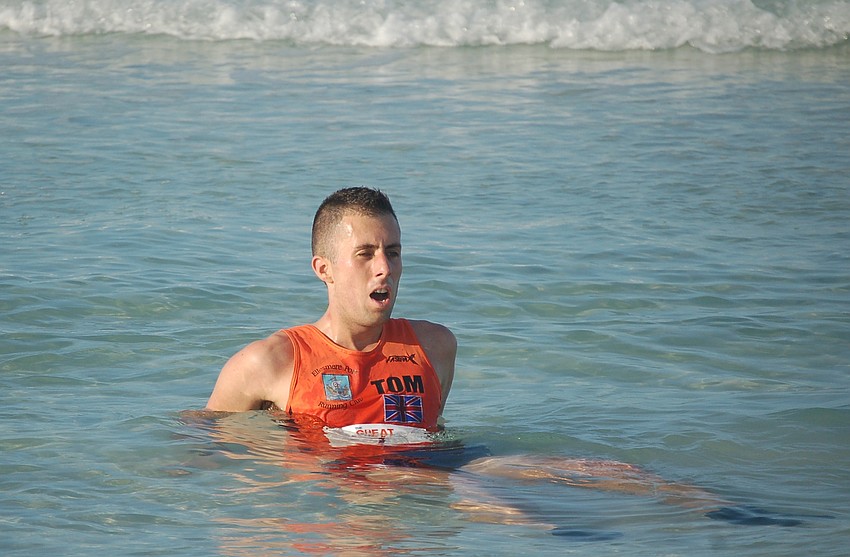 Tom Sirett cooled off after the run in the Gulf of Mexico.