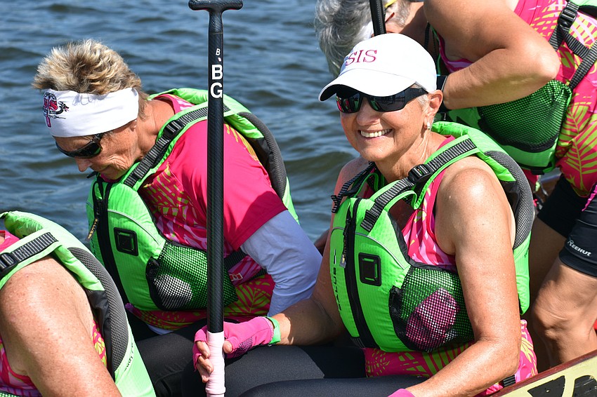 Lakewood Ranch's Barb Green was all smiles before the team launched from the dock.