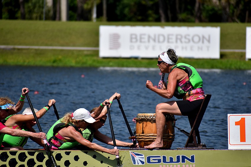 Dana Bauer cheers her team on.