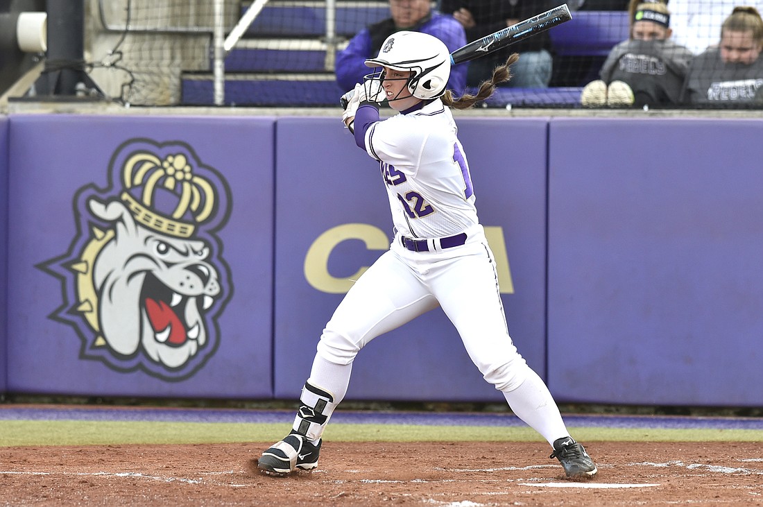 Former Lakewood Ranch High outfielder Logan Newton is hitting .427 on the season, 16th in the country, for James Madison. Photo courtesy JMU Athletics Communications.