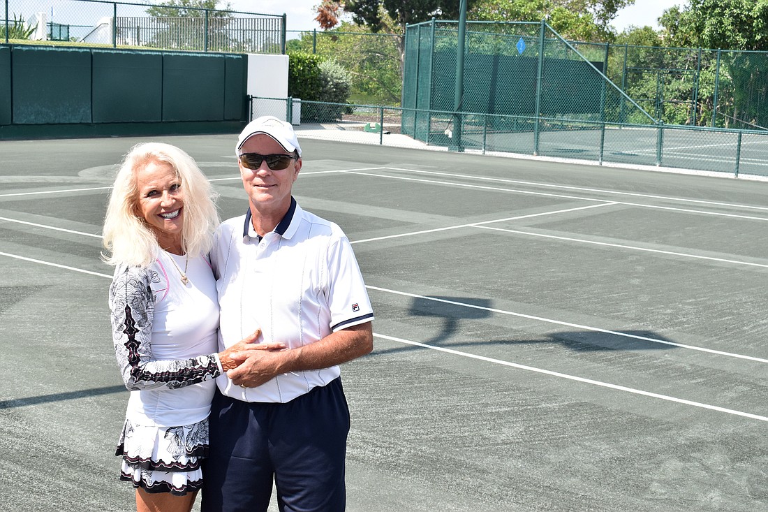 Marcia and David Gutridge both play on multiple tennis teams, which is one way both stay active.