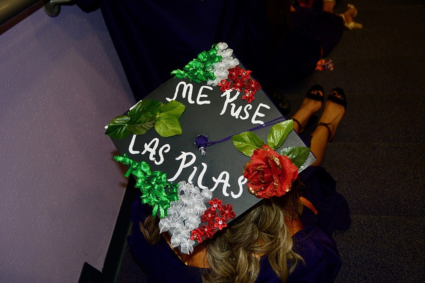 Gisel Dominguez decorated her cap with a saying that her mother told her throughout school: 