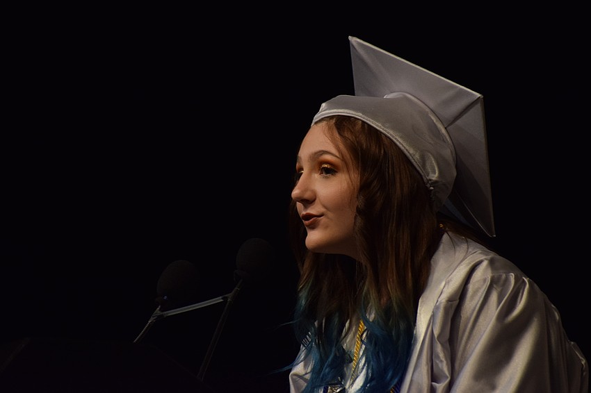 Commencement speaker Sophia Sahr told the graduation students they should follow their dreams.