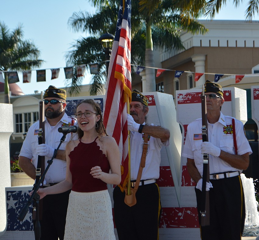Sarasota's Erika Miller sang the National Anthem for the third consecutive time at the Tribute to Heroes Parade.