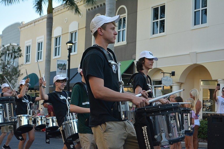 The marching Mustangs thrilled the crowd with their big sound.