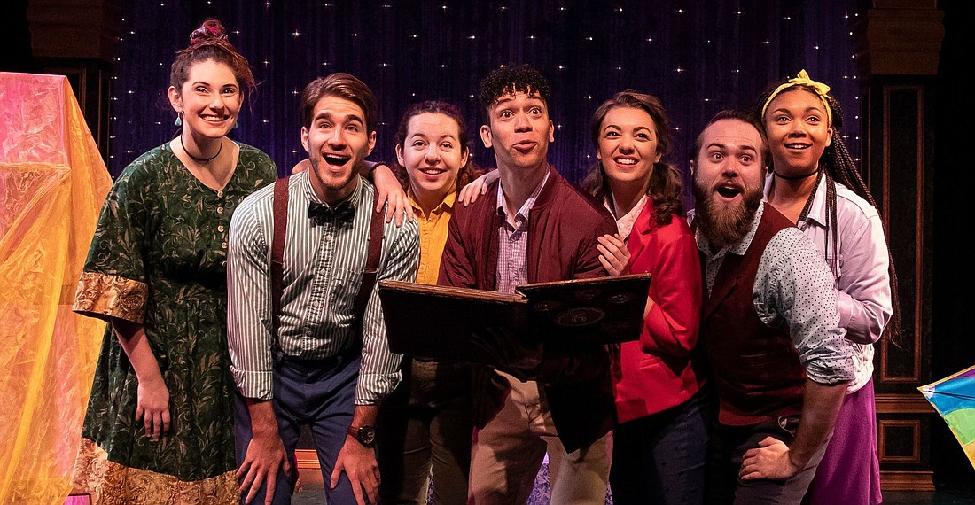 Left to right: Jamie Molina, Ben Southerland, Emma Barishman, James McCormack, Erin Paxton, Liam Tanner and Liv. J Wilson are Florida Studio Theatre&#39;s acting apprentices.