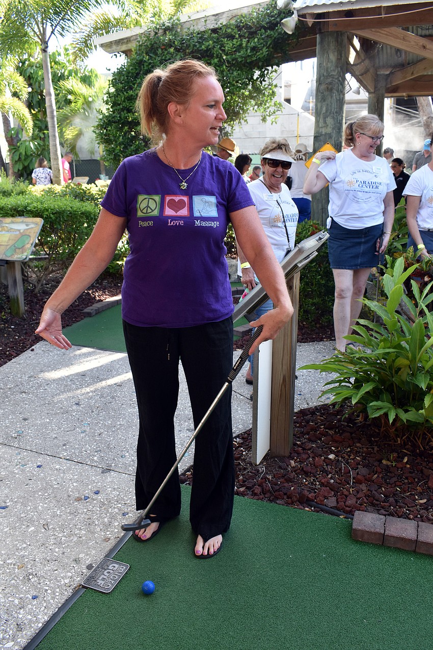 Chrissy Stites has a moment of zen before taking her first putt.