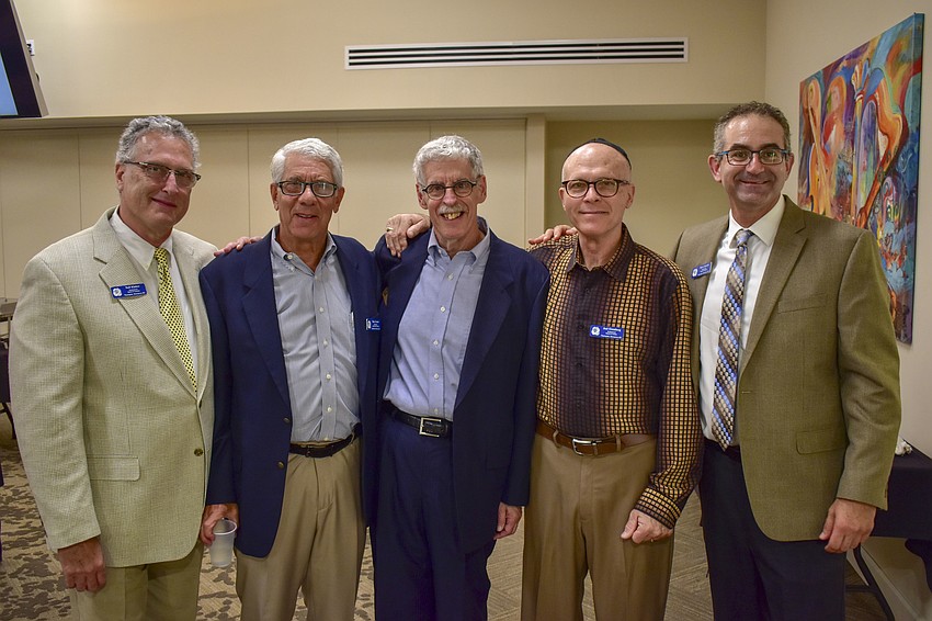 Niel Klaber, Berry Gerber, Brotherhood President Bob Meisel, Joel Einsenberg and Steven Leavitt