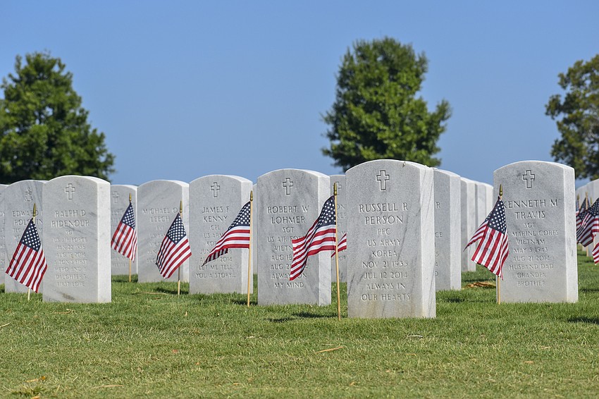 An American flag is at every grave in the Sarasota National Cemetery.