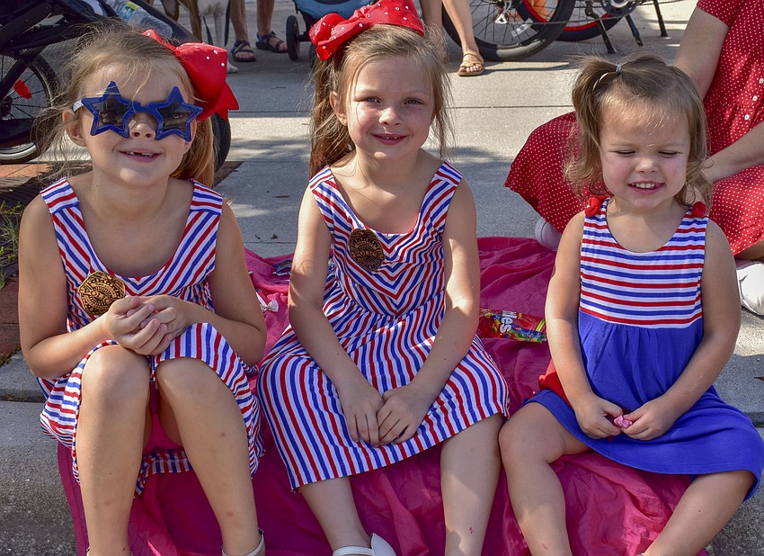 Sisters Harper, Swayer and Renner Hunter decked out in patriotic outfits.
