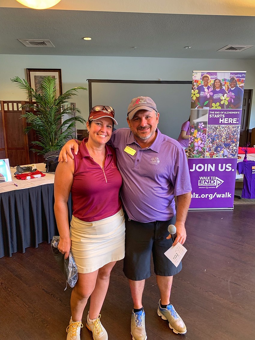 Belinda Waters, the women’s long drive winner, and Bryan Veith. Photo courtesy Bryan Veith.