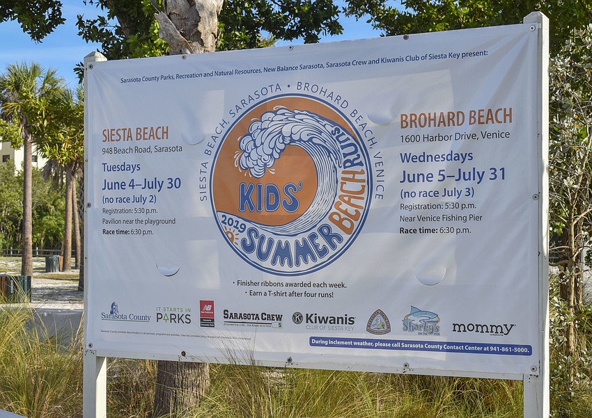 Summer Kids' Runs take place at Siesta Beach and Brohard Beach.