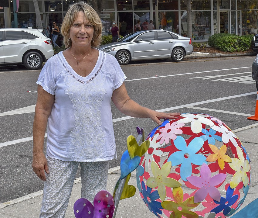 Debbie Marucci uses aluminum and paint to create her sculptures.