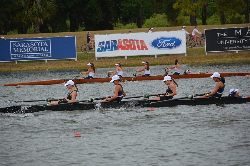 Sarasota Scullers Winnie Lu, Julia Stone, Ella Gerdes and Savannah Stewart compete in the Women's 4+ C Finals June 8.