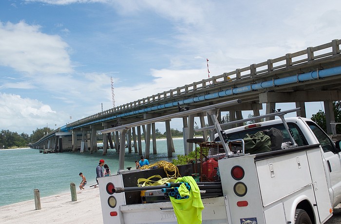 Work began Monday on the Longboat Pass bridge.