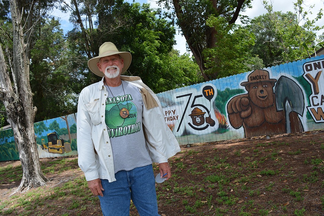 Andy Lee loves Smokey Bear. The mural outside Florida Forest Service Myakka River District&#39;s office on State Road 70 currently is modified to showcase Smokey Bear&#39;s 75th anniversary.