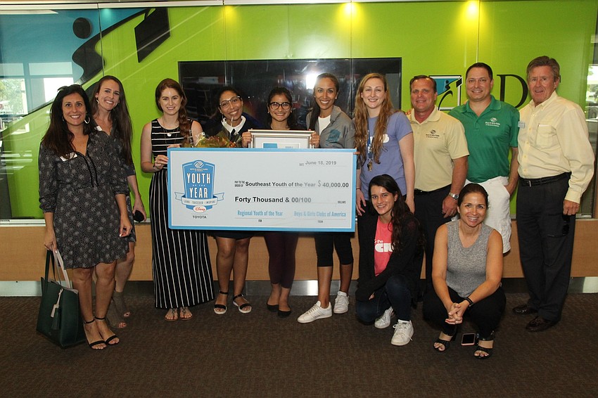 Boys & Girls Clubs of Sarasota County staff fill the Sarasota-Bradenton International Airport to support Leonela Tase Sueiro.