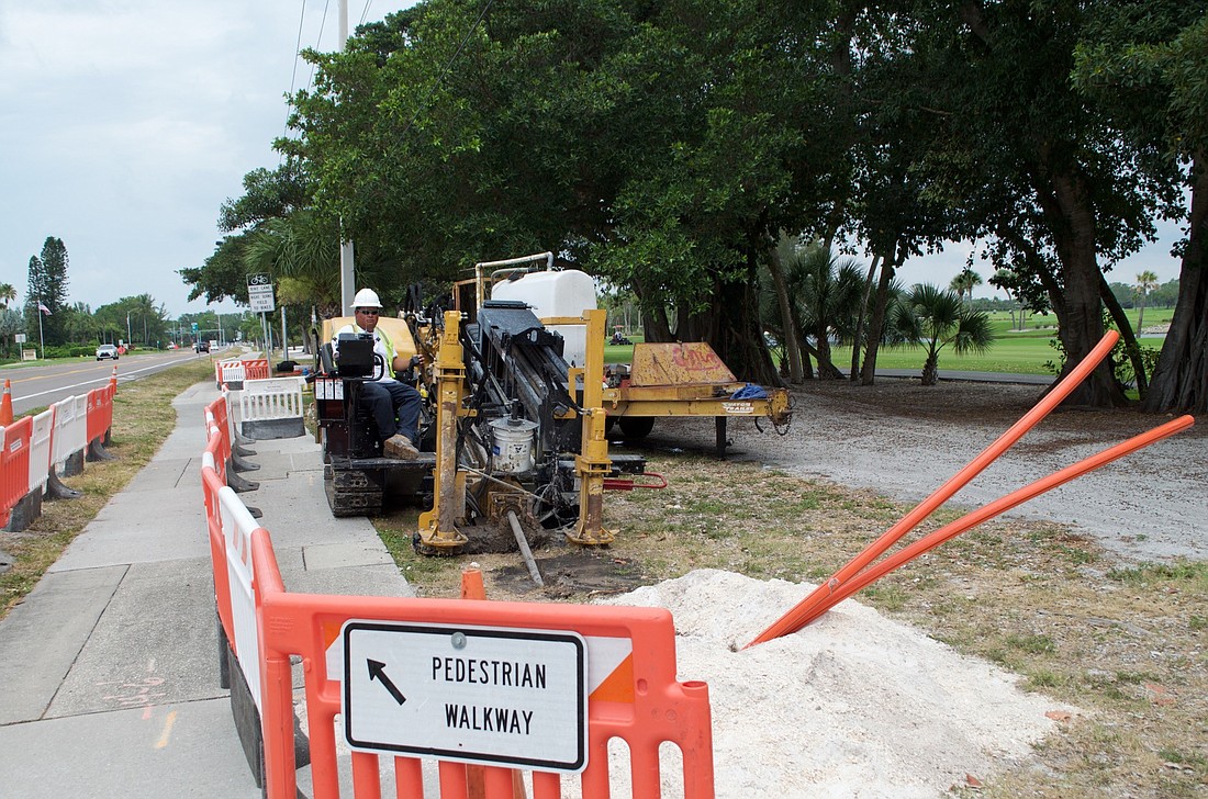 Work along Gulf of Mexico Drive over the last few weeks does not involve the town&#39;s underground-utilities project, but is a separate project involving replacement of leases cell-service cables.