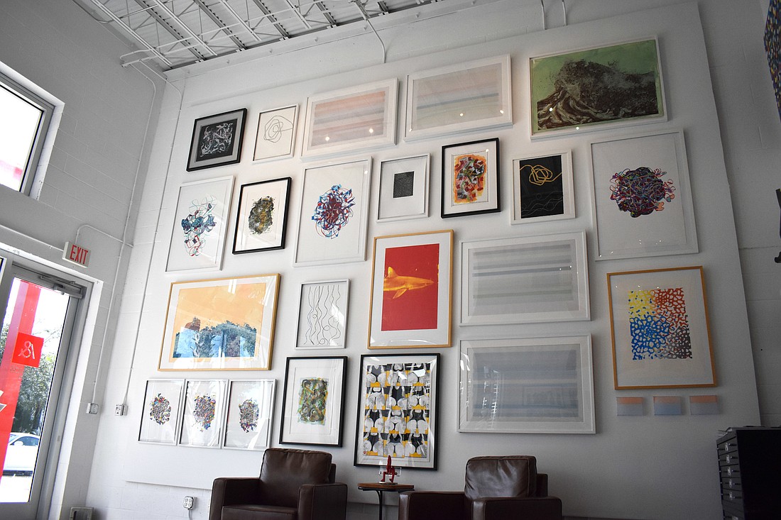 Typically around 70 prints are on display in the space, including multiples and editions by Jorge Blanco, Betsy Cameron, Ron Desmett and more. Photo by Niki Kottmann