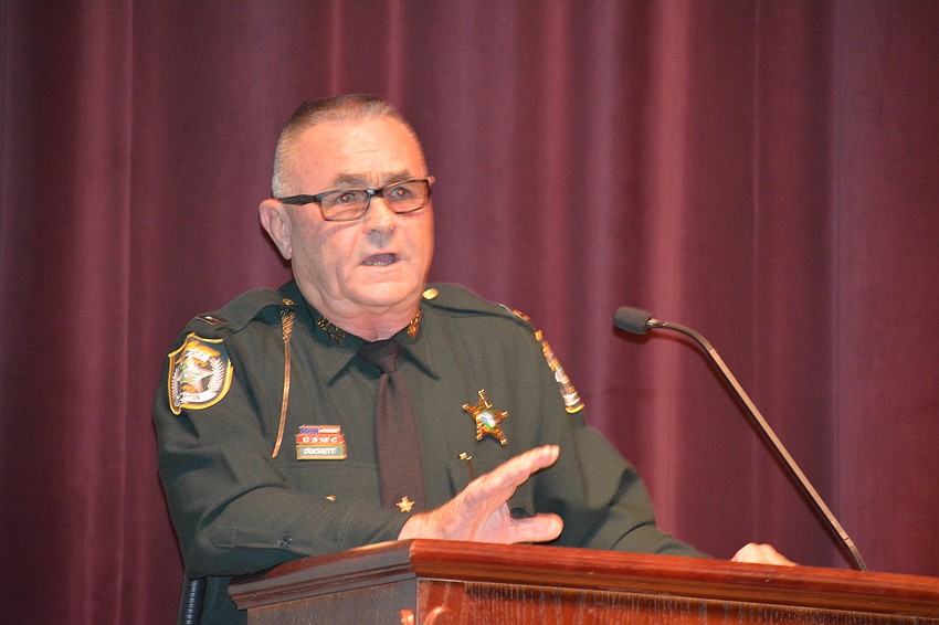 Capt. Bill Duckett, the director of training for the Sheriff's Office, was the evening's guest speaker.