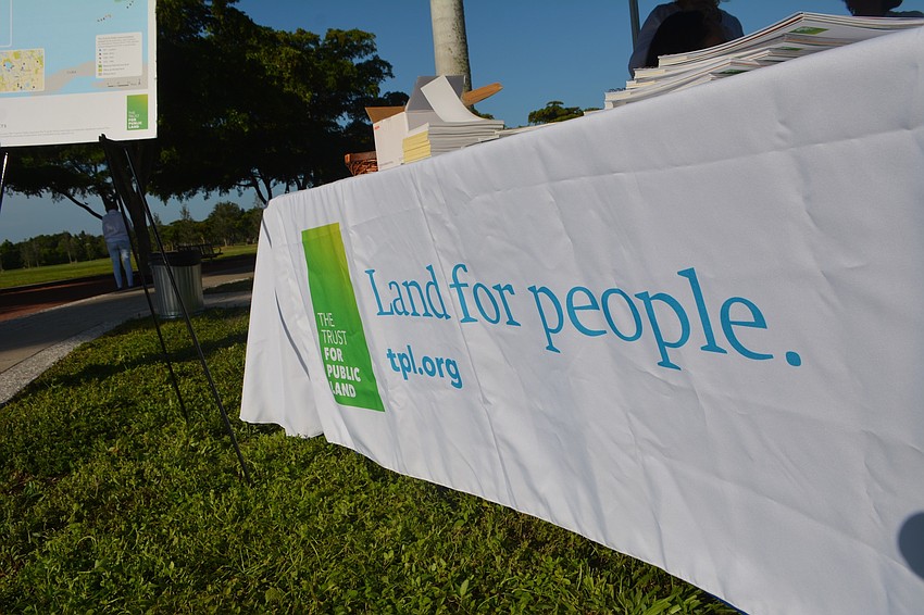 The Trust for Public Land set up a tent to educate attendees on their goals and how best to connect people with land