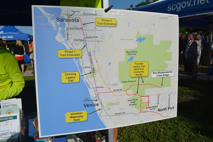 A map showing the overall picture of where the Legacy Trail will be constructed around the county