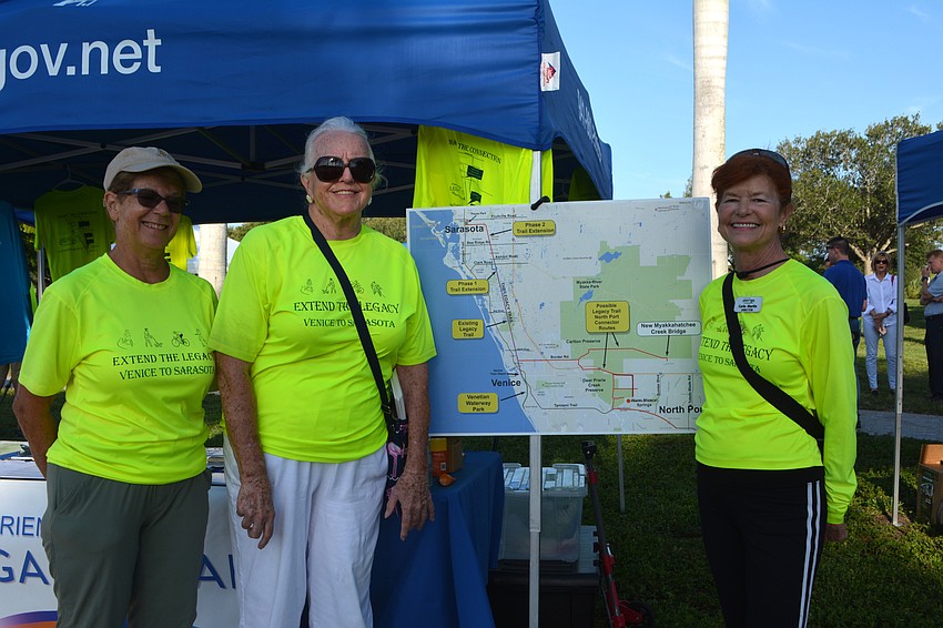Directors Joan Attenberg, MJ Rouvet and Carla Martin of the Friends of the Legacy Trail