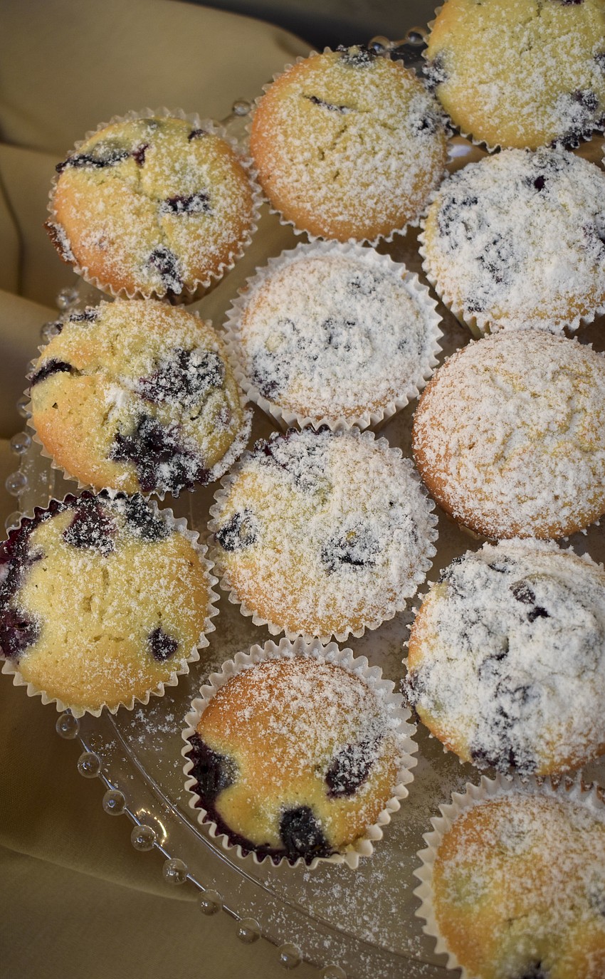 Blueberry muffins baked by the little chefs.