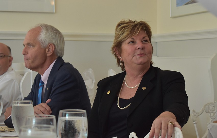 Prior district governors Pete and Cyndi Doragh attended the gavel passing.