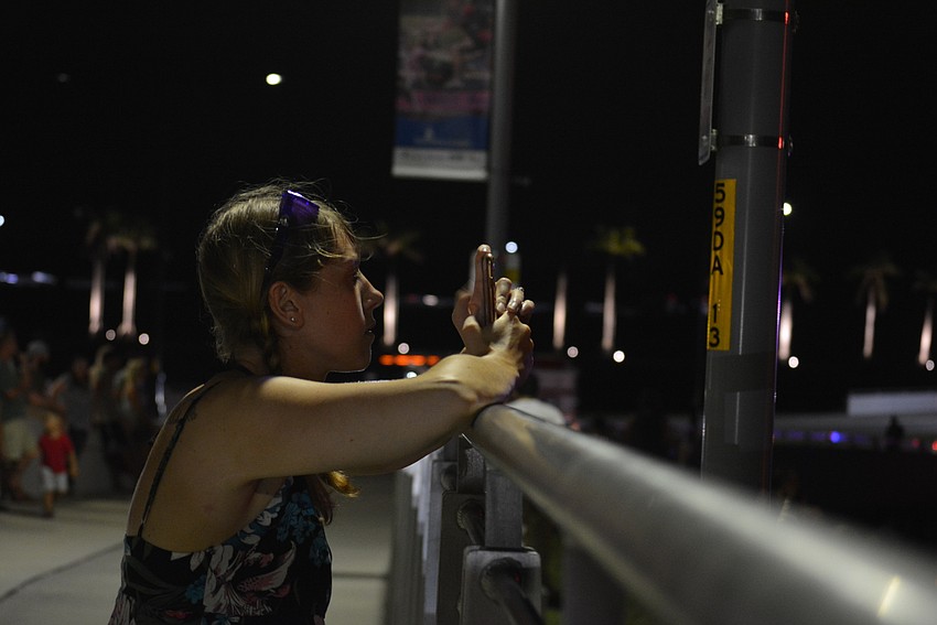 Jessica Havens, who was vacationing from New York, photographed the fireworks from the bridge.