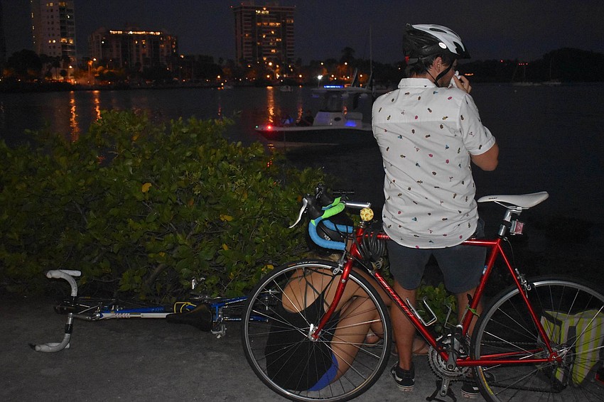Ryan Smith and Shaun Swartz and their bikes waited for the fireworks.