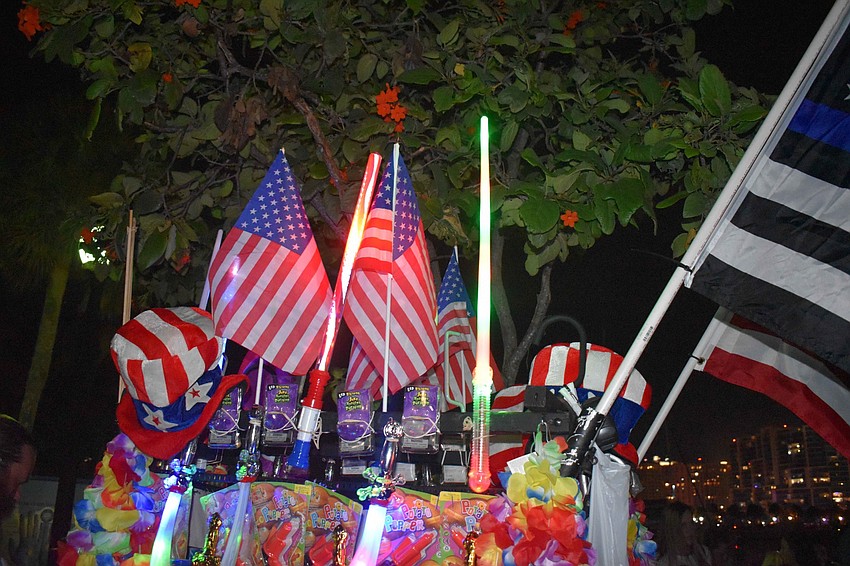 After the show, patriotic props continued to light up the night.