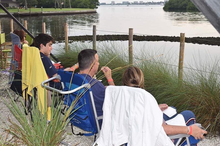 Amy, Brian, George and Erica Dauphin, along with their relative, resident Wendy Stern, set up at 5 p.m. for the fireworks.