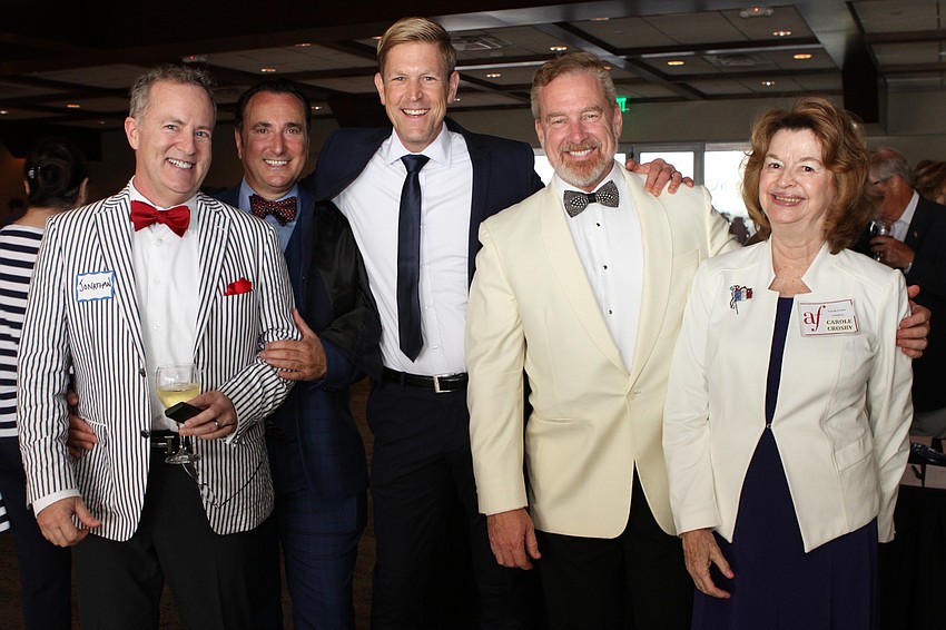 Jonathan Coleman, Rick Kerby, Kevin Steele, Rick Waid and Alliance Francaise de Sarasota president Carole Crosby