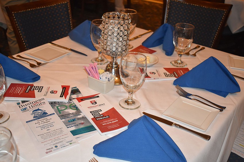The table was set with disaster preparedness tips and networking materials.