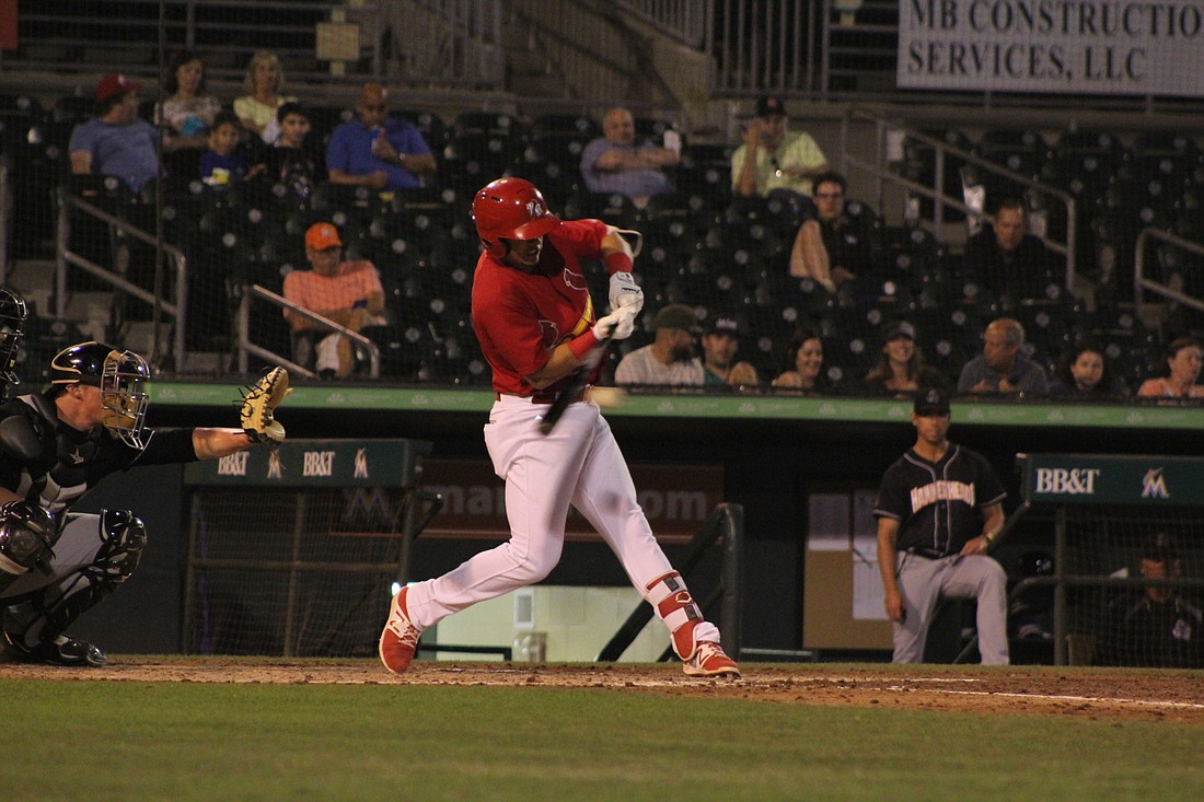 Former Sailor Evan Mendoza has reched AAA in the Cardinals system. Photo courtesy Palm Beach Cardinals.