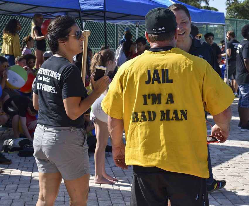 Bill Sadlo sports a yellow jumpsuit top for the last half of the race.