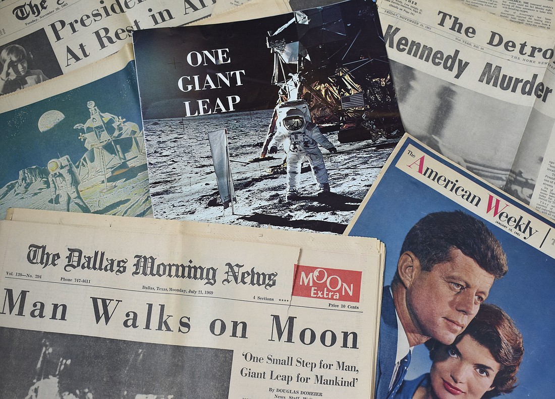 The moon landing and President John F. Kennedy&#39;s life are some of the newspaper stories found by Judy Armitage.