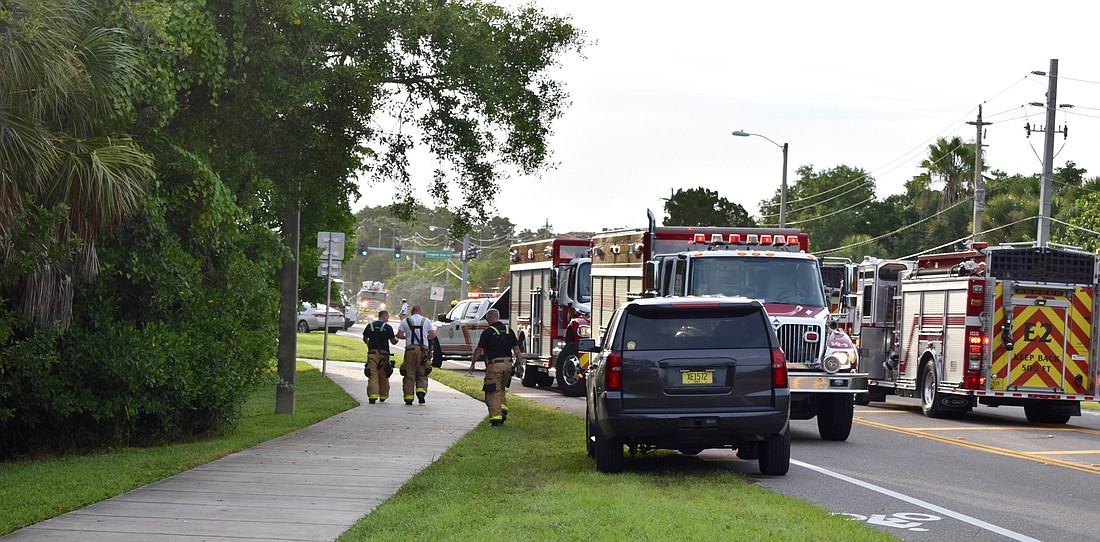Emergency services respond to the scene of Longboat&#39;s latest gas line break.