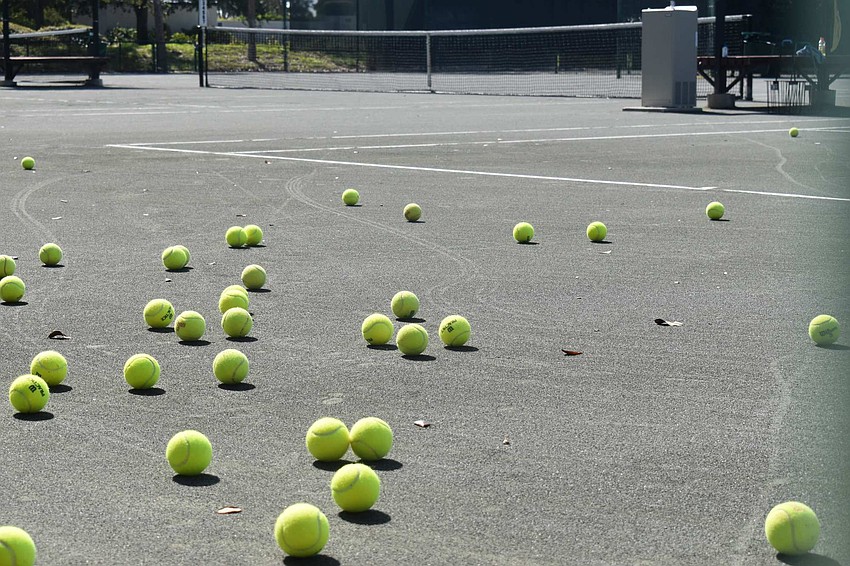 The aftermath of tennis practice.