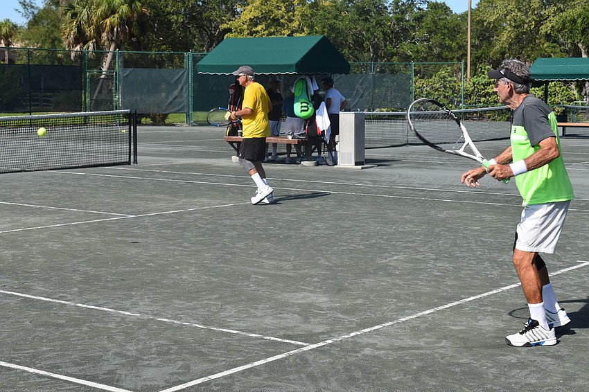 Enrique Vela readies to return a shot.