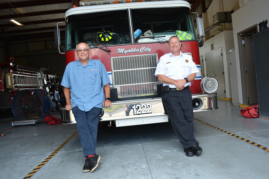 Myakka City Fire Department Chief Danny Cacchiotti and East Manatee Fire Rescue Chief Lee Whitehurst say the "numbers work" for making the merger a good idea.