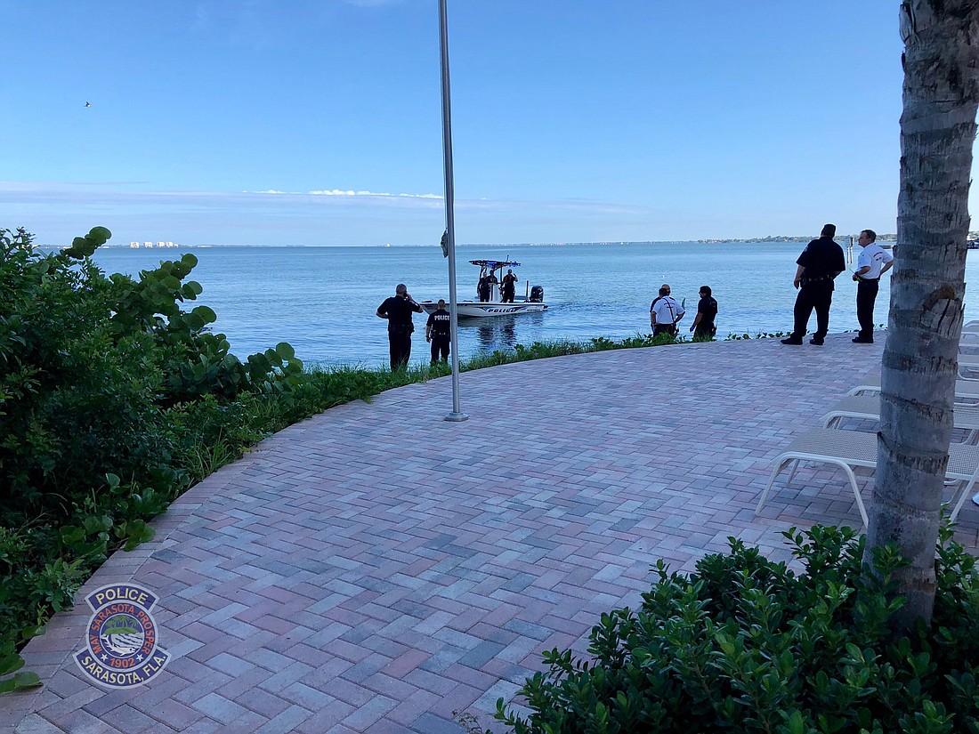 Police responded to reports of a body in the water. Photo courtesy Sarasota Police