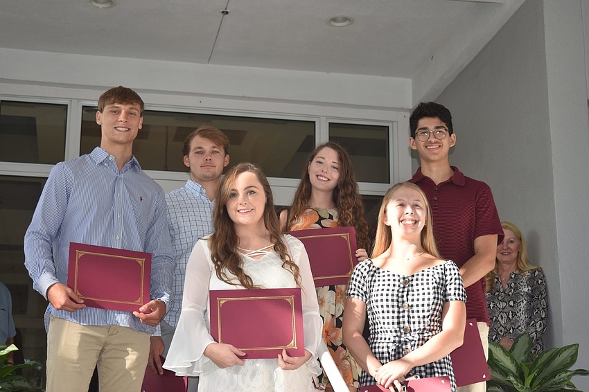 Zack Sessa, Michael Wood, Alexandra Mills, Victor Garcia, Kaitlyn Needham and Summer Devlin attended the breakfast to accept their scholarships.