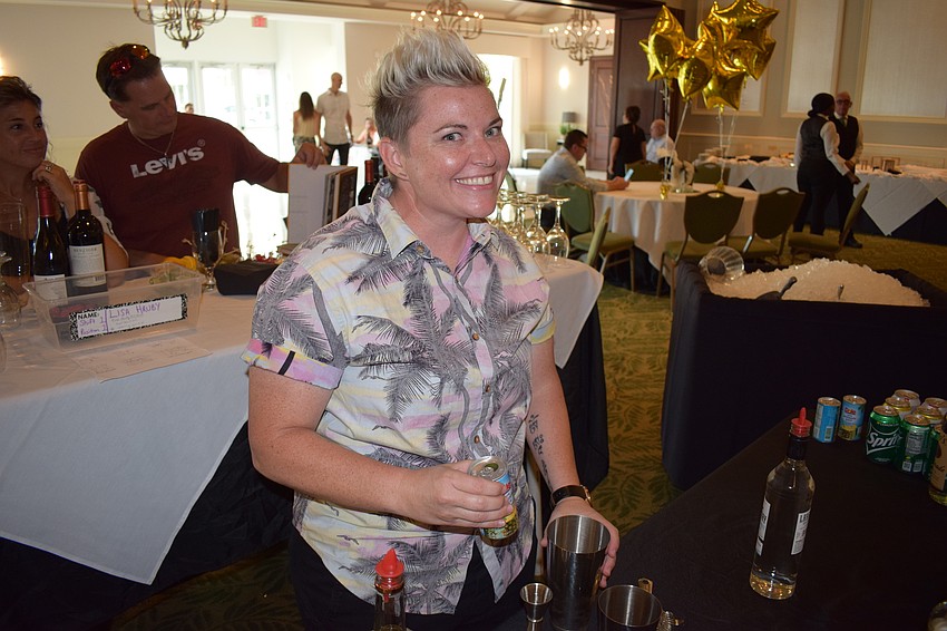 Celebrity bartender Lisa Hruby makes her Pink Panty specialty cocktail.