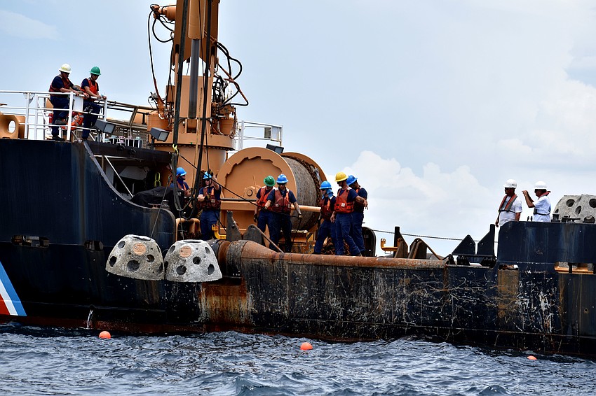 The reef balls will be place four feet a part.