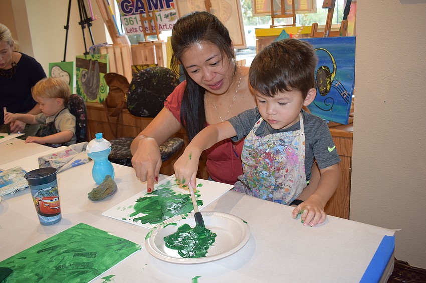 Josie Valenzuela isn't about to let her 2-year-old, Zethan, have all the fun.