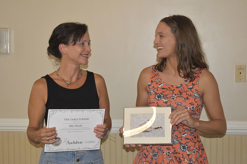 Miri Hardy and Kylie Wilson, the shorebird monitoring and stewardship coordinator for the Sarasota chapter of Audubon Florida